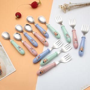 ועוד מוצרים שווים ♥️ Babyies and mommy shop מוצרי האכלה ושתייה  כלי אוכל נירוסטה לפעוטות 2022 עם איור חמוד (כפית / מזלג לבחירה )