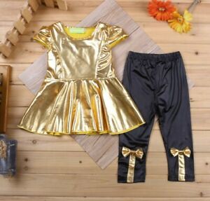 ועוד מוצרים שווים ♥️ Babyies and mommy shop בגדי תינוקות סט חליפה חמודה מבריקה לתינוקות וילדות בנות שמלת חולצה זהב +מכנסיים עם פפיון