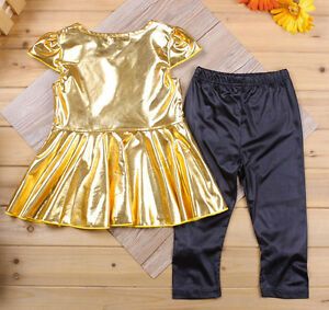 ועוד מוצרים שווים ♥️ Babyies and mommy shop בגדי תינוקות סט חליפה חמודה מבריקה לתינוקות וילדות בנות שמלת חולצה זהב +מכנסיים עם פפיון